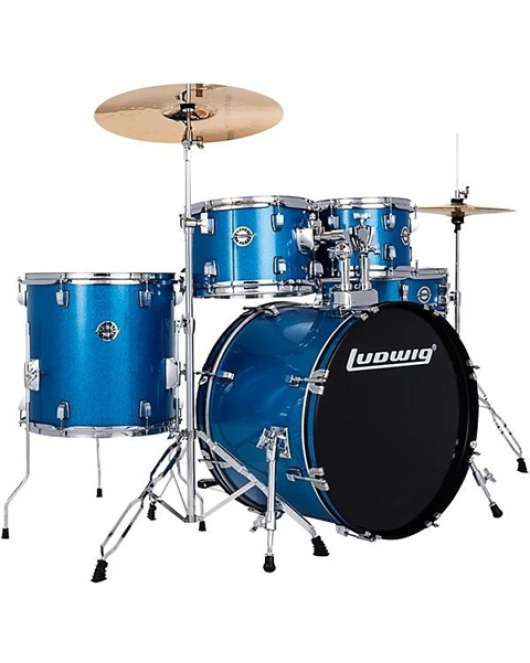 Ludwig Accent 5 Piece Drum Kit Blue Sparkle 20