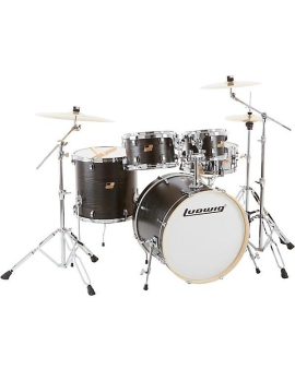 Ludwig BackBeat Elite 5-Piece Complete Drum Set With 22" Bass Drum, Hardware and Cymbals Midnight Grain