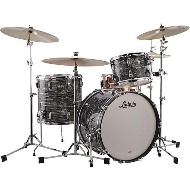 Ludwig Classic Maple 3-piece Fab drum shell pack with 22 bass drum vintage black oyster pearl finish for stage and studio