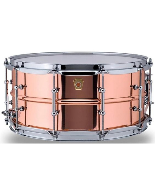 Ludwig Copper Phonic Smooth Snare Drum 14x6.5 Tube Lugs Ludwig Copper Phonic Smooth Snare Drum 14x6.5 Tube Lugs