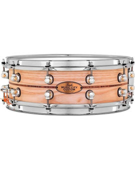 Pearl Music City Custom Solid Shell Snare Ash with Boxwood-Rose Inlay 14 x 5 in.