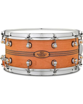 Pearl Music City Custom Solid Shell Snare Cherry with Boxwood-Rose TriBand Inlay 14 x 6.5 in.