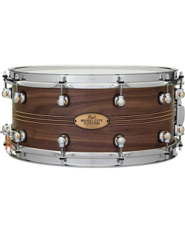Pearl Music City Custom Solid Shell Snare Walnut with Boxwood-Rose TriBand Inlay 14 x 6.5 in.