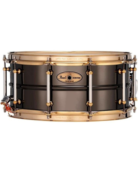 Pearl Sensitone Limited-Edition Nickel-Plated Black Brass Snare Drum With Gold-Plated SuperHoop II Triple-Flanged Hoops 14 x 6.5 in.