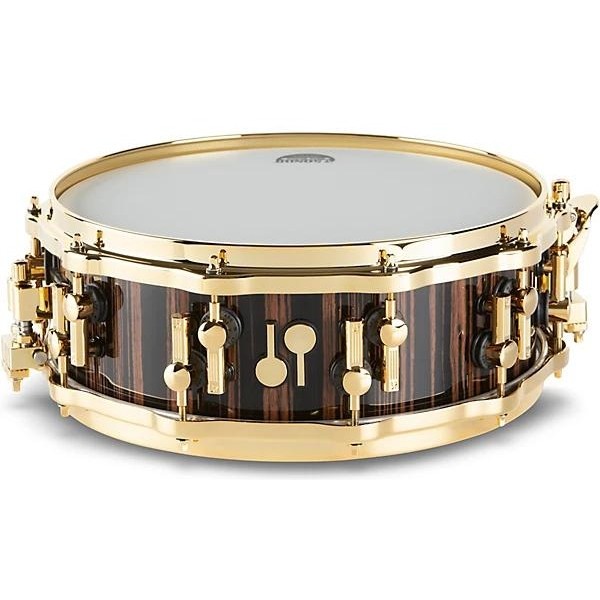 SONOR SQ2 Heavy Beech Snare Drum in Classic Ebony High Gloss with Gold Hardware 14 x 5 in.