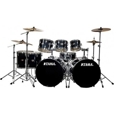 TAMA Imperialstar 8-Piece Double Bass Drum Set With MEINL HCS Cymbals Hairline Black