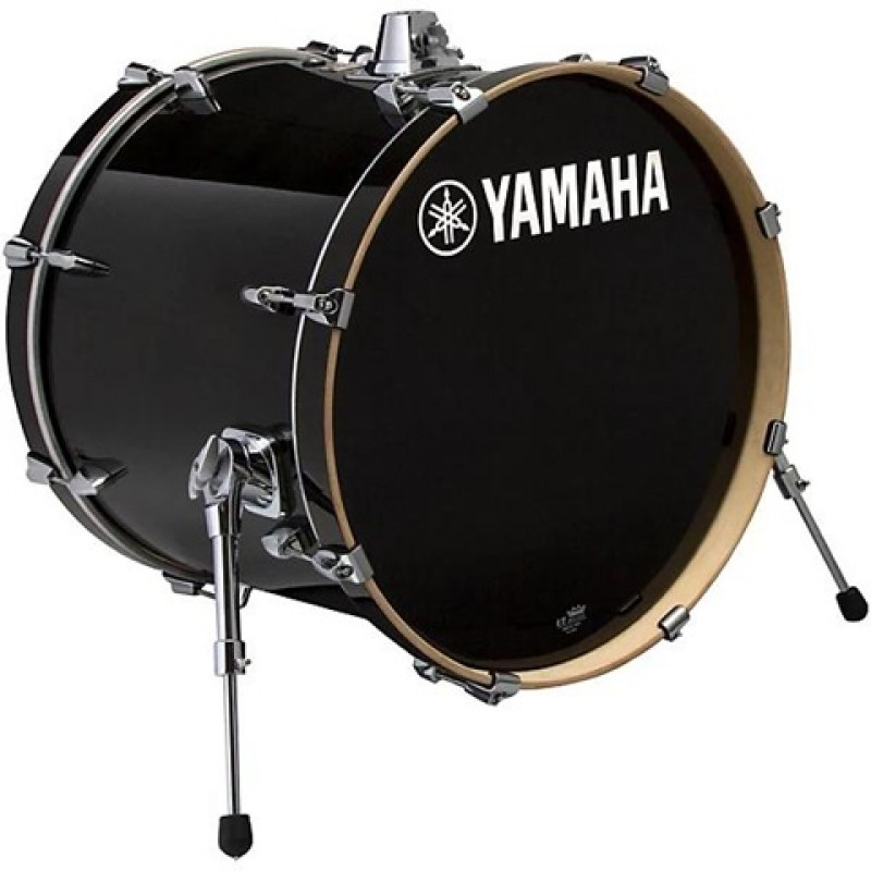 Yamaha Stage Custom birch bass drum 22x17 raven black finish for professional drum kit stage and studio performance setup