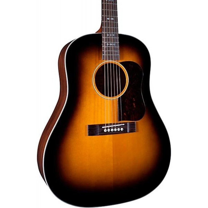 Blueridge BG-60 Contemporary Series slope shoulder dreadnought acoustic guitar Vintage Sunburst finish detail
