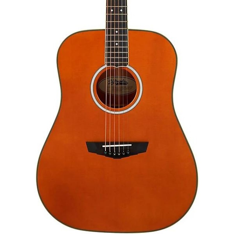 DAngelico Excel Lexington Dreadnought acoustic-electric guitar in Vintage Natural finish angled front view perfect for stage and studio