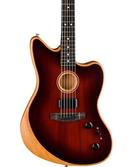 Fender American Acoustasonic Jazzmaster All-Mahogany Acoustic-Electric Guitar Bourbon Burst