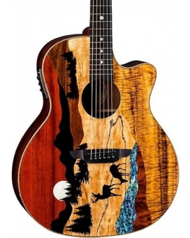 Luna Vista Deer Tropical Wood Acoustic-Electric Guitar Natural