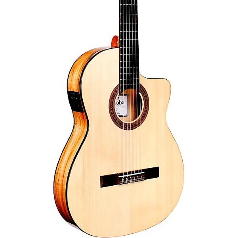Cordoba C5-CET gloss natural thinbody spalted maple nylon-string acoustic-electric guitar for students and professionals