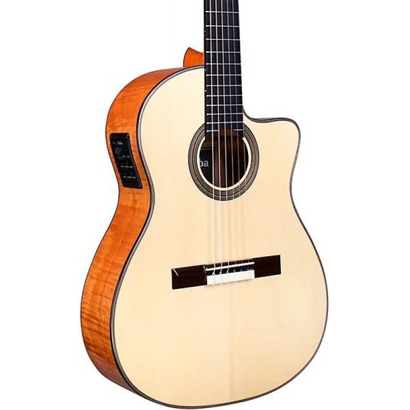 Cordoba Fusion 14 Maple Nylon String Acoustic Electric Guitar Natural full body showing neck and headstock