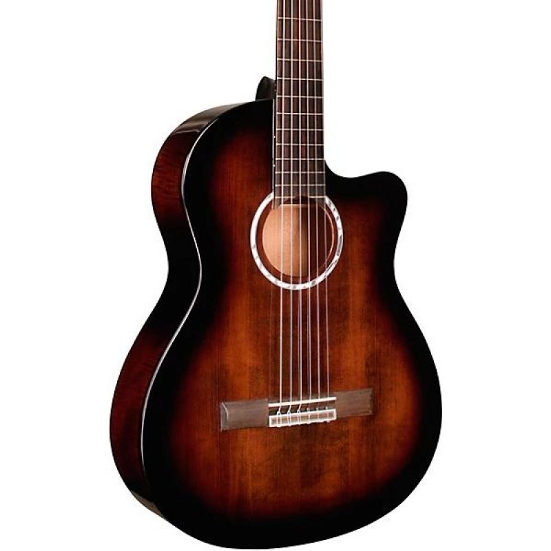 Cordoba Fusion 5 Acoustic Electric Classical Guitar Sonata Burst full body showing wood finish neck and headstock
