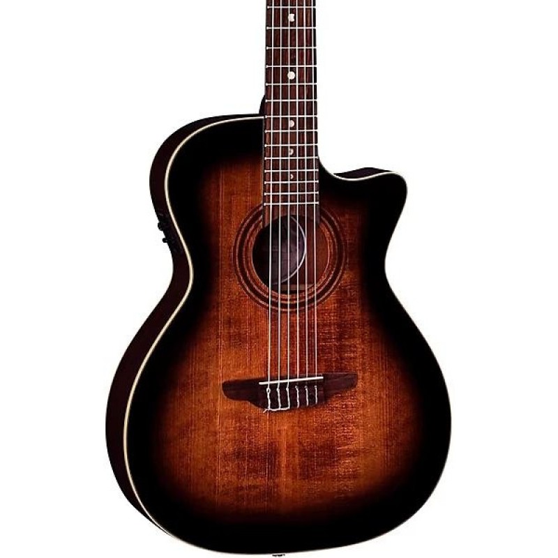 Luna Art Vintage Nylon Acoustic-Electric Guitar Brown Burst professional guitar for stage, studio, and live use