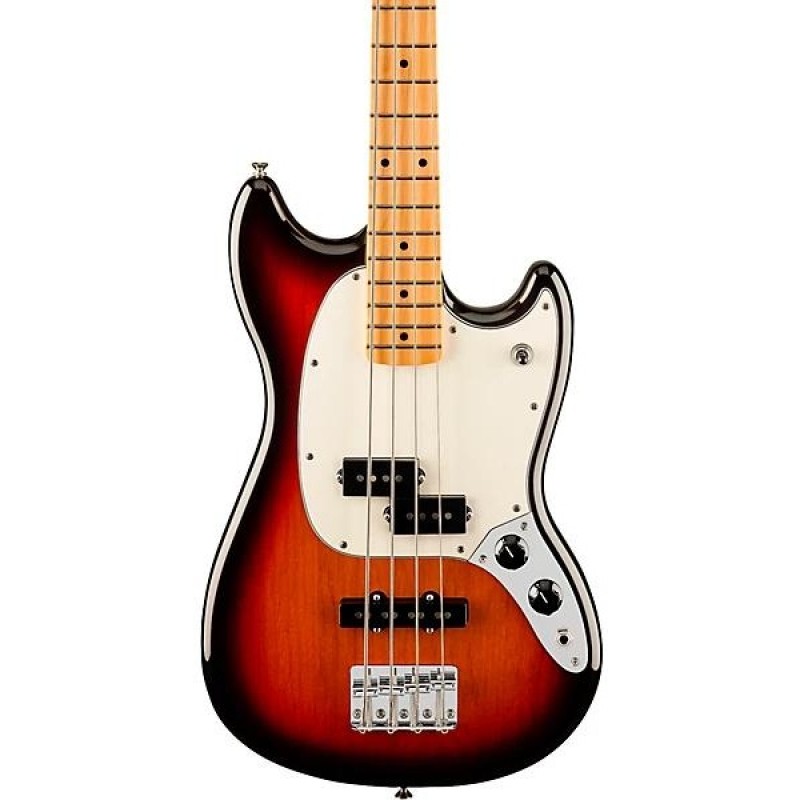 Fender Player II Mustang Bass PJ electric bass 3 color sunburst with maple fingerboard short scale design and versatile PJ pickups