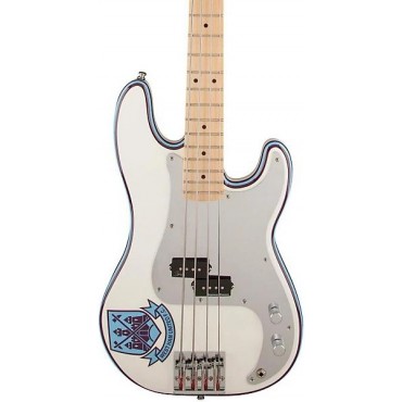 Fender Steve Harris Signature Precision Bass Electric Bass Guitar Olympic White with Pinstripe
