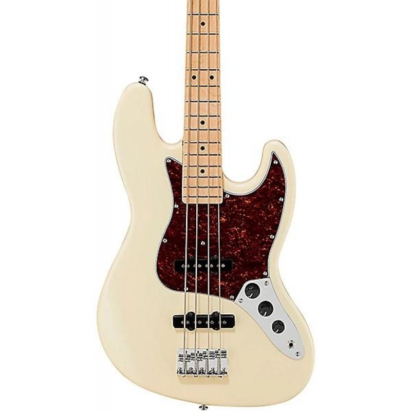 G L Placentia JB electric bass in vintage white with maple fingerboard close up professional stage ready design