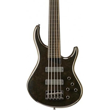 MTD Kingston ZX 5-String Fretless Electric Bass Guitar Transparent Black Ebonol Fretboard