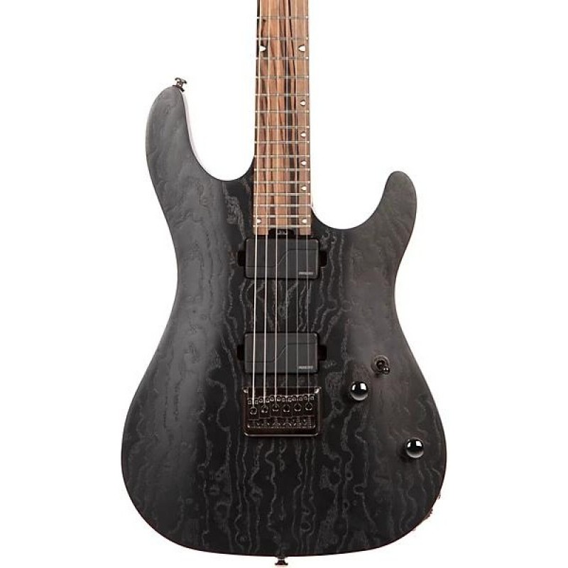 Cort KX Series 6-string electric guitar Etched Black full body and detailed hardware view