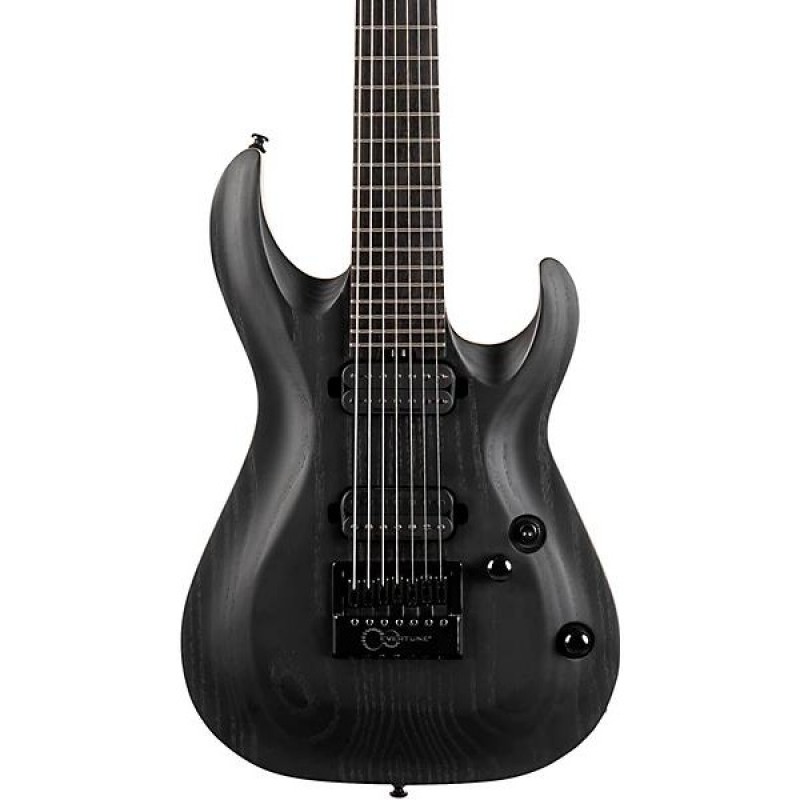 Cort KX707 EverTune 7-string electric guitar Satin Black full body and detailed hardware view