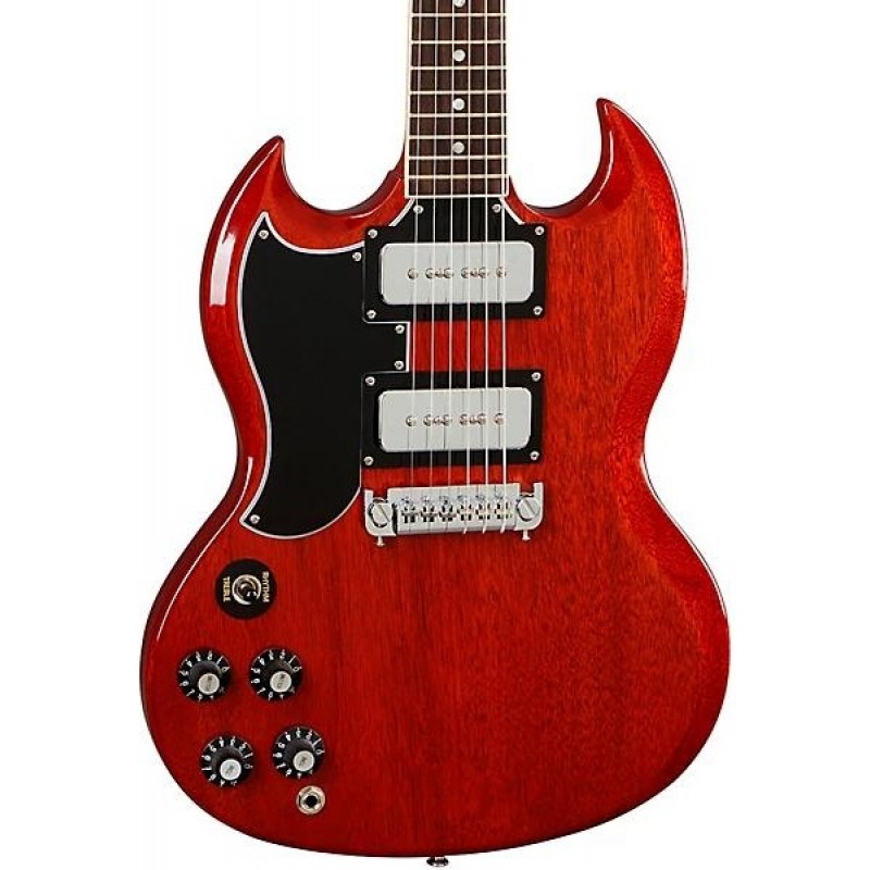 Gibson Tony Iommi SG Special left handed electric guitar Vintage Cherry showing body neck pickups and hardware