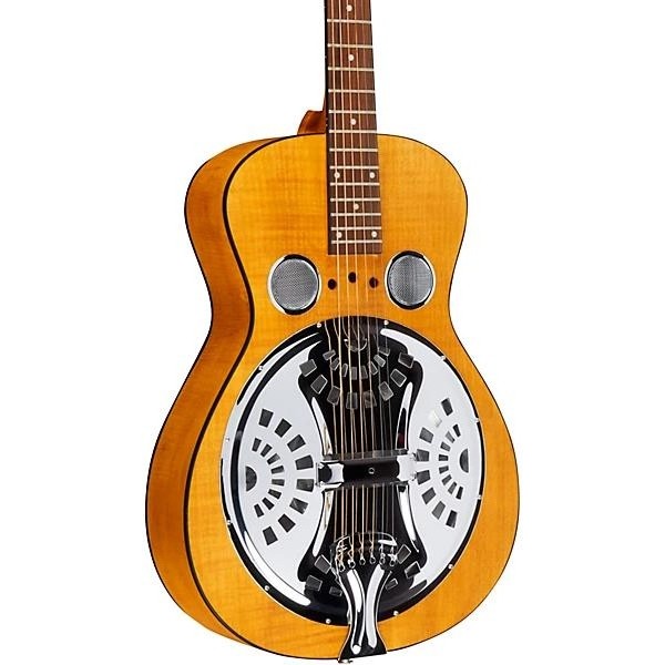 Dobro Hound Dog Deluxe Round Neck Acoustic-Electric with Pickup Vintage Brown