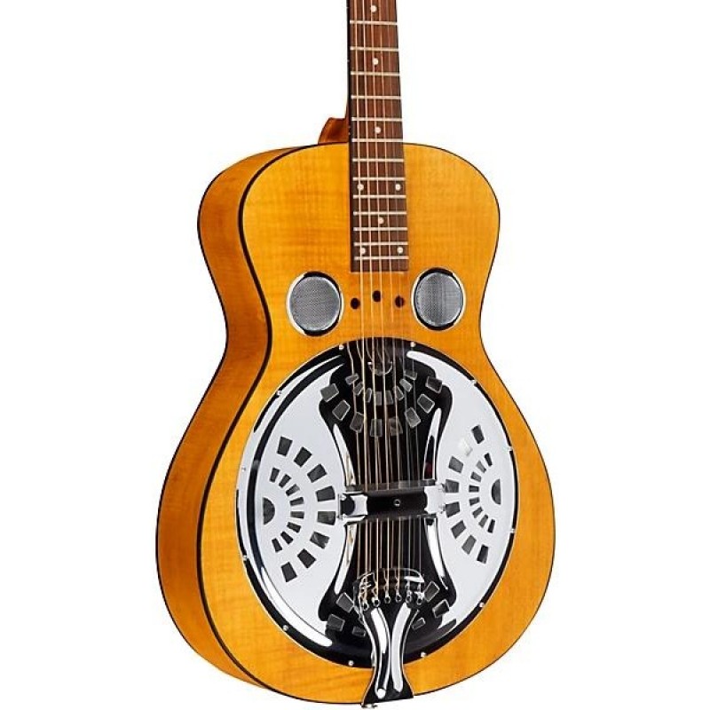 Dobro Hound Dog Deluxe Round Neck Acoustic-Electric Vintage Brown resonator tone ideal for slide and live performance
