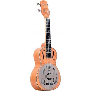 Gold Tone Concert-Scale Curly Maple Resonator Ukulele with Gig Bag Natural
