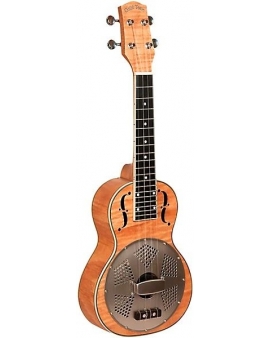Gold Tone Left-Handed Concert-Scale Curly Maple Resonator Ukulele with Gig Bag Natural