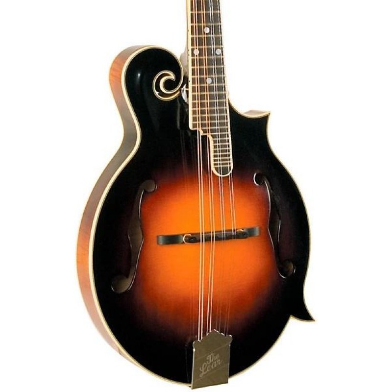 The Loar LM600 F model mandolin in vintage sunburst with carved wood body and classic bluegrass design