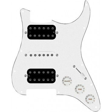 920D Custom HSH Loaded Pickguard for Stratocaster With Uncovered Smoothie Humbuckers, White Texas Vintage Pickups and S5W-HSH Wiring Harness White