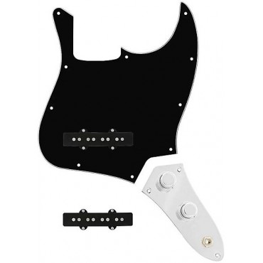 920D Custom Jazz Bass Loaded Pickguard With Groove (Modern) Pickups and JB-CON-C Control Plate Black