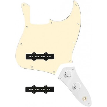 920D Custom Jazz Bass Loaded Pickguard With Pocket (Vintage) Pickups and JB-CON-C Control Plate Aged White