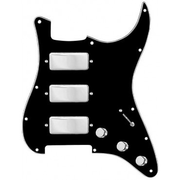 920D Custom Stadium Triple Mini Humbucker Loaded Pickguard for Strat With S7W-500K Wiring Harness Black