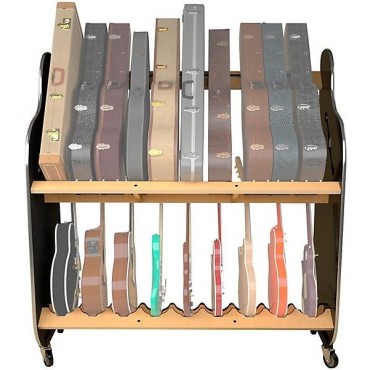 A&S Crafted Products The Session-Pro Double-Stack Mobile Guitar & Case Rack