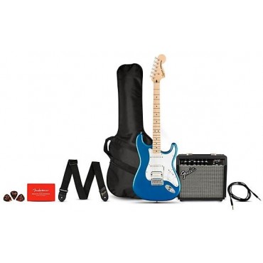 Squier Affinity Series Stratocaster HSS Electric Guitar Pack With Fender Frontman 15G Amp Lake Placid Blue