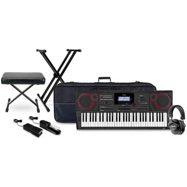 Casio CT-X5000 61-key Portable Arranger Keyboard with Tascam TH-200X Studio Headphone Package (Pedals/Bench/Stand/Bag Included)