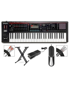 Roland FANTOM-06 Synthesizer With X-Stand, Sustain and Expression Pedal Plus Livewire Audio and MIDI Cables