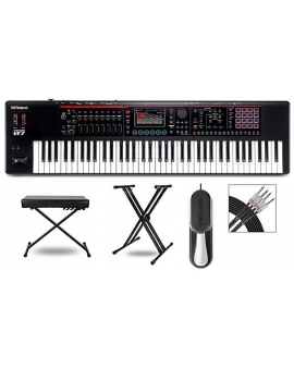 Roland FANTOM-07 Synthesizer With X-Stand, Sustain Pedal, Bench and Livewire Audio Cables