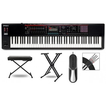 Roland FANTOM-08 Synthesizer With X-Stand, Sustain Pedal, Bench and Livewire Audio Cables