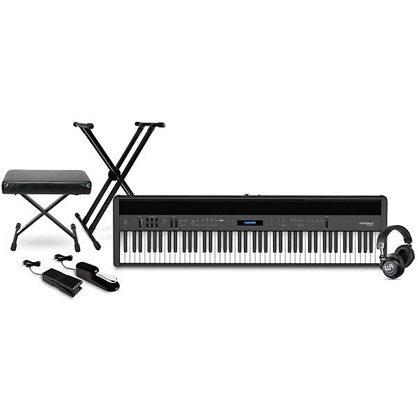 Roland FP-60X 88-Key Digital Piano with Warm Audio WA-CAB Headphone Package (Pedals/Bench/Stand Included) Black