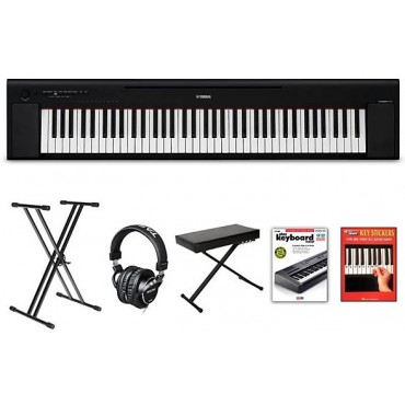 Yamaha Piaggero NP-35 76-Key Portable Keyboard With Power Adapter Black Beginner Package