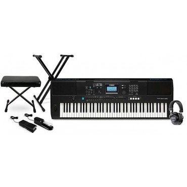 Yamaha PSR-EW425 76-key Portable Arranger with Tascam TH-200X Studio Headphone Package (Pedals/Bench/Stand Included)