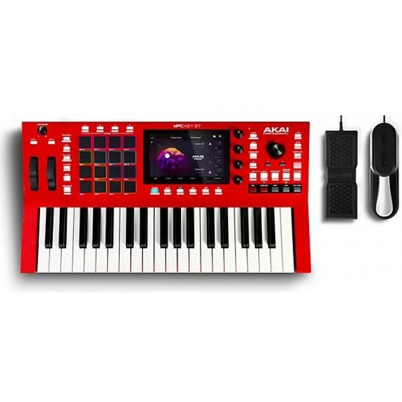 Akai MPC Key 37 production synthesizer with sustain and expression pedals professional studio and live music production