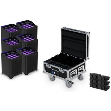CHAUVET DJ Freedom Flex H9 IP X6 Wireless Outdoor-Rated Battery-Powered Uplight Set With Charging Road Case