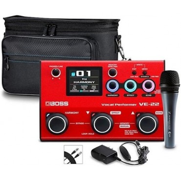 BOSS VE-22 Vocal Performer Bundle With E835 Microphone, XLR Cable, Power Supply, and Carry Bag