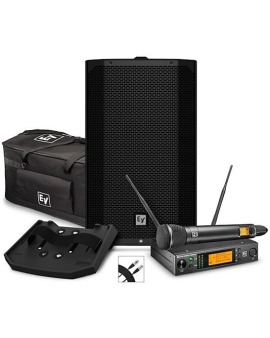 Electro-Voice EVERSE 12 Weatherized Battery-Powered Loudspeaker With RE3 Wireless Handheld ND76 Microphone Set, Duffel Bag &amp; Accessory Tray