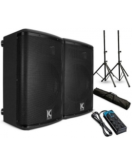 Kustom PA KPX12A 12" Powered Loudpeaker Pair With Stands and Power Strip