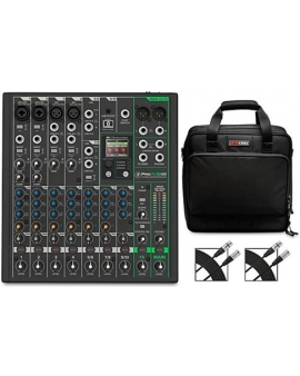 Mackie ProFX10GO Battery-Powered Mixer Bundle with Gator Bag and Cables